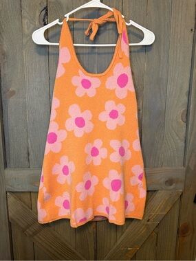 Pink Lily Orange and Pink Patterned Knit Top